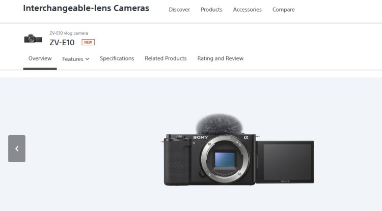 Sony ZV-E10 interchangeable-lens camera shown as a great podcast camera option for creators recording high-quality video content.