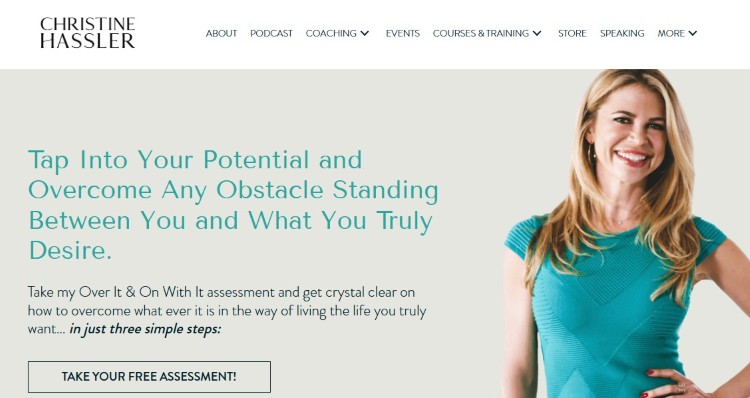 Christine Hassler speaker homepage that website embodies personal growth and inspirational coaching branding