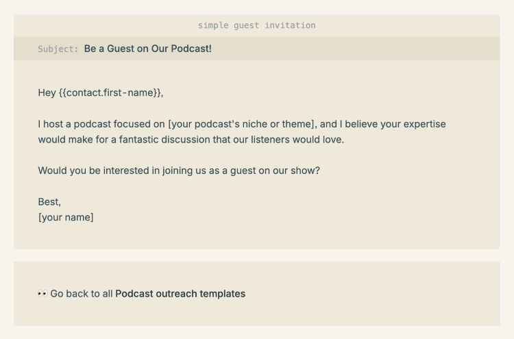 Sample invitation email asking someone to be a guest on your podcast
