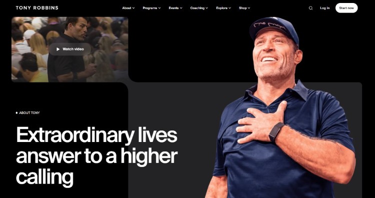 Personal brand website of a well-known keynote speaker promoting events, coaching, and programs