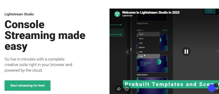 Lightstream Studio interface used for live streaming productions