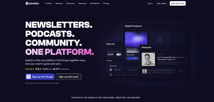 Beehiiv platform integration features for podcast guests and hosts.
