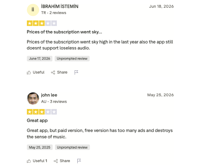 Customer reviews discussing Spotify's user-friendly interface and overall experience using the podcasting platform.