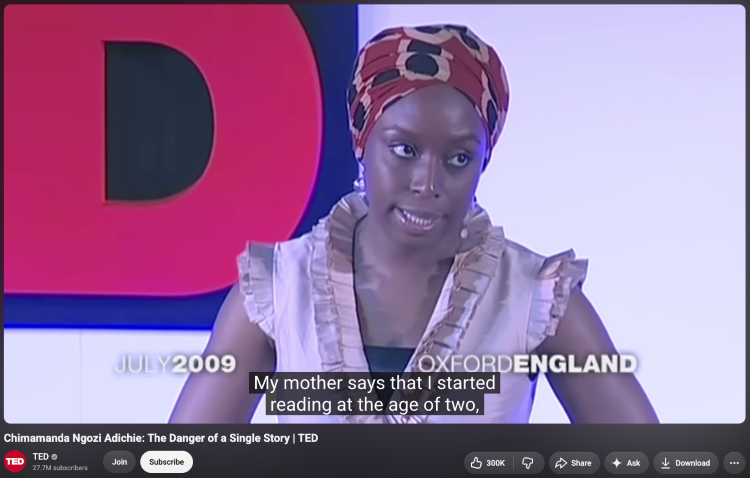 Speaker beginning a TED Talk with an anecdote about childhood experiences.