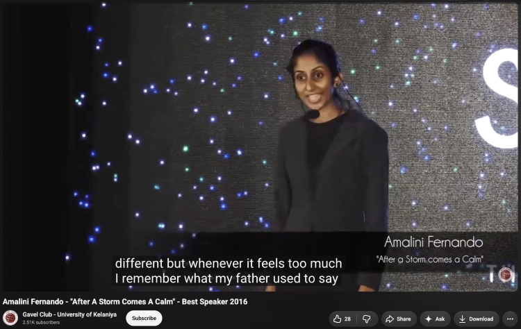 Speaker using creative storytelling during an extemporaneous speech on stage