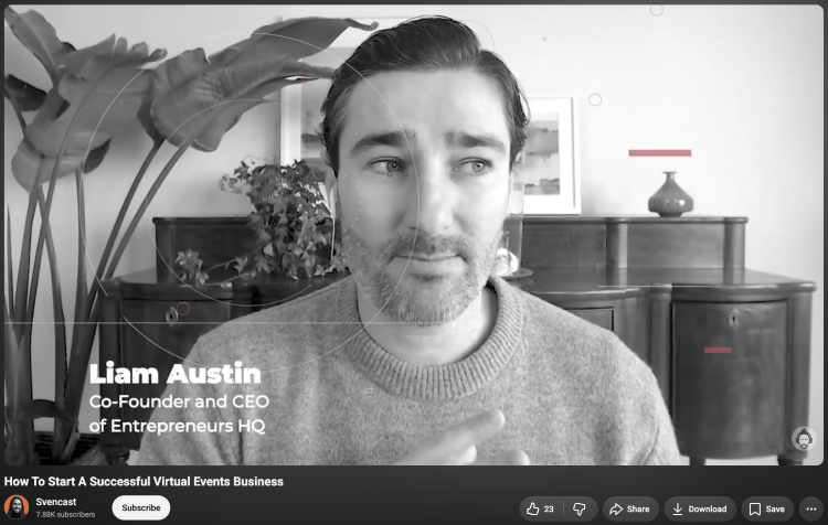 Liam Austin discusses entrepreneurship and building a successful virtual events business in a video interview.