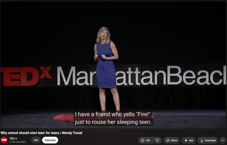 TED speaker using a story and expressive delivery to keep the audience engaged