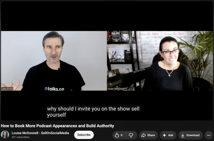 Podcast interview showing two speakers in conversation, helping the audience feel like they are part of the discussion.