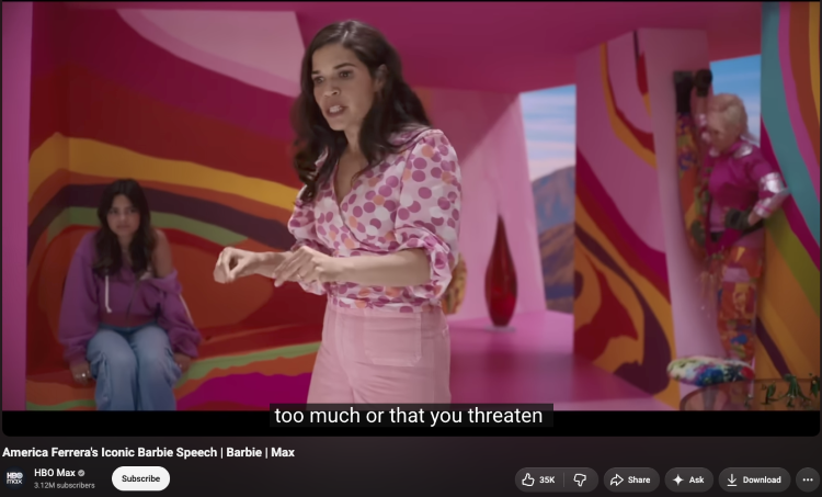America Ferrera delivering a monologue that illustrates how speech aims can include challenging beliefs and influencing an audience.