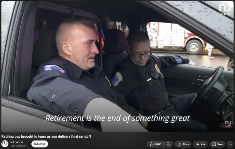 A sincere retirement message delivered by a longtime police officer during his final sendoff